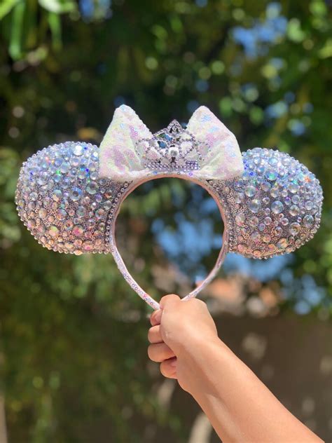Holographic Sequin Rhinestone Bedazzled Disney Mickey Ears Etsy