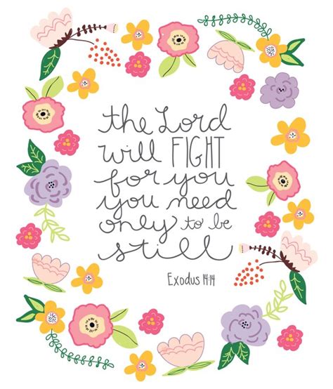 Exodus 1414 Inspirational Floral Print The Lord By Maehandmade
