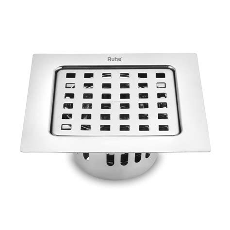 Buy Ruhe® Fire Square Flat Cut Floor Drain 304 Grade Stainless Steel Drain Jali 6 X 6 Inches
