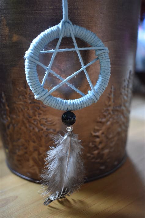 Mini Pentagram Dream Catcher In Blue Hemp Cord And With A Etsy