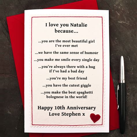Love You Because Personalised Anniversary Card By Jenny Arnott Cards