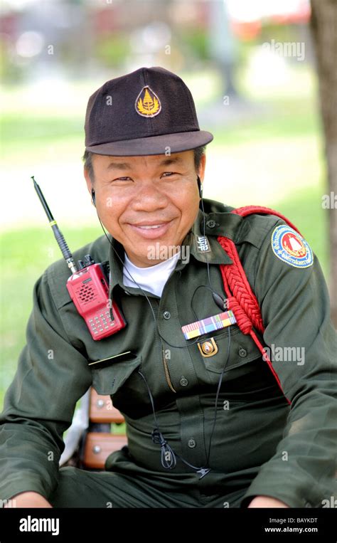 Security Guard Lumpini Park Bangkok Thailand Stock Photo Alamy