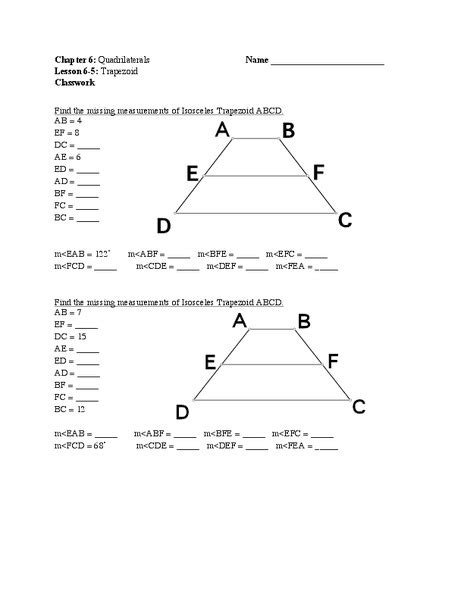 Trapezoids Worksheet For 9th 12th Grade Lesson Planet