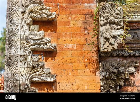 Stone Carving At Hindu Balinese Temple Ubud Gianyar Bali Indonesia