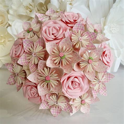 Paper Flowers Bouquet Origami Bridal Stationary Uk Rustic Romantic Pink