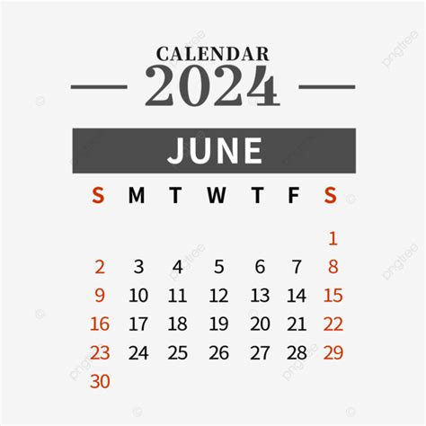 Kalender Juni Hitam Sederhana Juni Kalender Png Dan Vektor