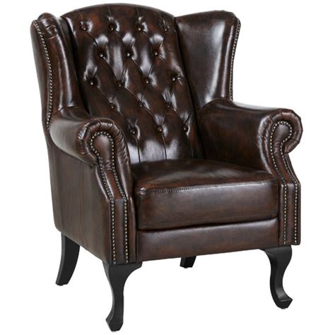 West End Furniture Max Chesterfield Leather Winged Armchair Temple