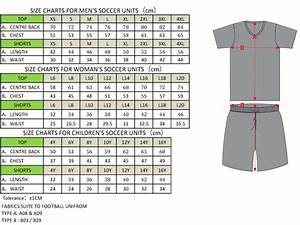 Sublimated Soccer Size Chart