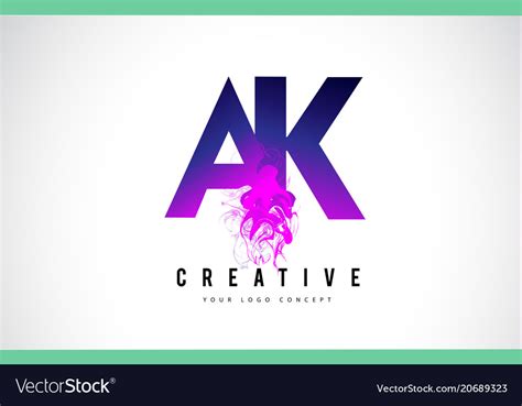 Ak A K Purple Letter Logo Design With Liquid Vector Image