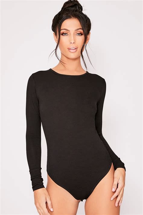 Basic Black Long Sleeve Bodysuit In The Style Australia