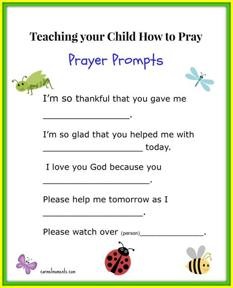 Prayer Prompts For Your Child Bible Lessons For