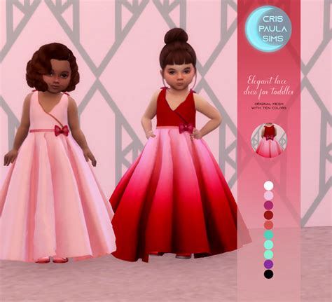 The Sims 4 Elegant Lace Dress For Toddler Cabelo Sims Roupas Sims