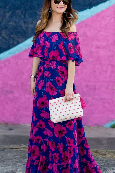 Floral Off The Shoulder Maxi Dress Summer Dresses Pink Printed
