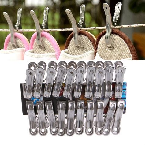 20 Pcs Stainless Steel Clothes Pegs Hanging Pins Laundry Windproof