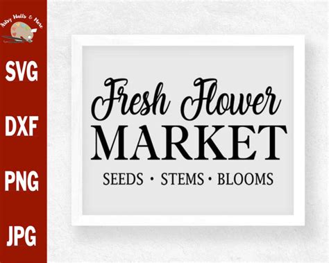 Fresh Flower Market Svg Cut File Svg Dxf Png  Flowers Svg Etsy