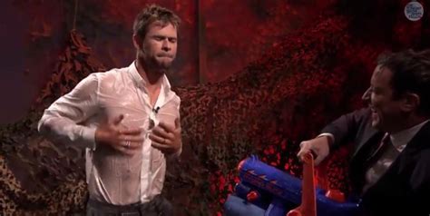 watch chris hemsworth get wet on fallon