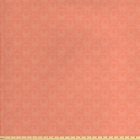 Peach Fabric By The Yard Flower Ornate Pattern Nature Inspired Image