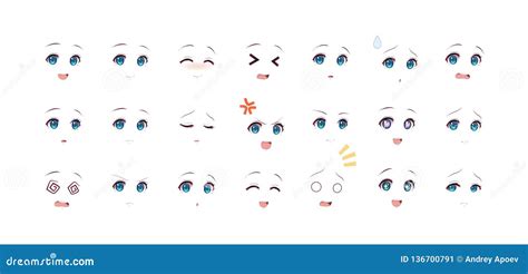 Emotions Eyes Of Anime Manga Girls Stock Vector Illustration Of Cute