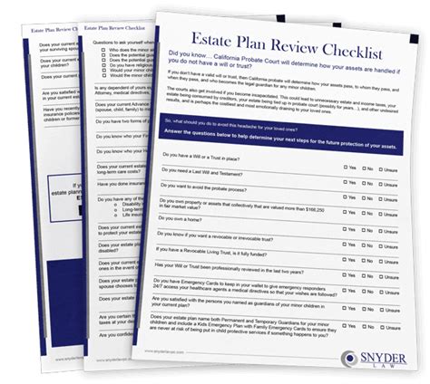 Estate Planning Checklist Snyder Law