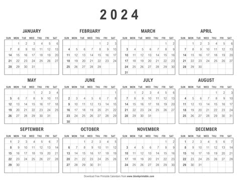 Download 2024 Monthly Calendar Printable United States