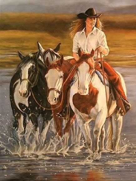 Crossing The Cheyenne Cowgirl And Horse Cowboy Art Western Horse