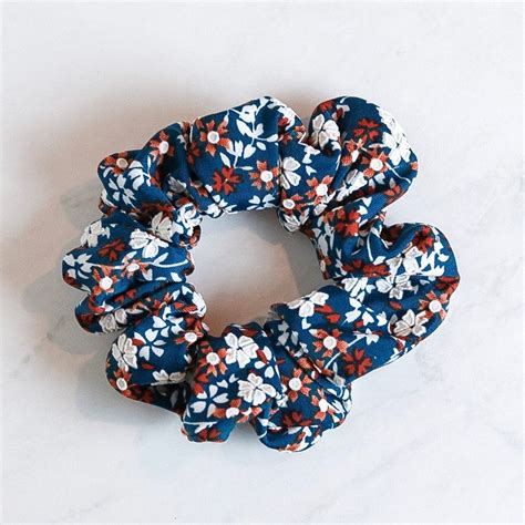 Blue Floral Scrunchie Hair Tie Hair Band 90s Fashion Etsy
