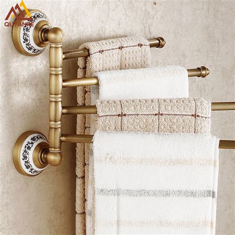 Free Shipping Antique Brass Wall Mounted Bathroom Towel Bars With Blue