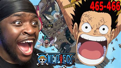 LUFFY ARRIVES AT MARINEFORD One Piece Episodes 465 466 REACTION