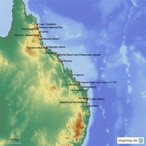 All trails leading below the mesa top are primitive and rough. StepMap - Roadtrip Brisbane - Cairns - Landkarte für ...