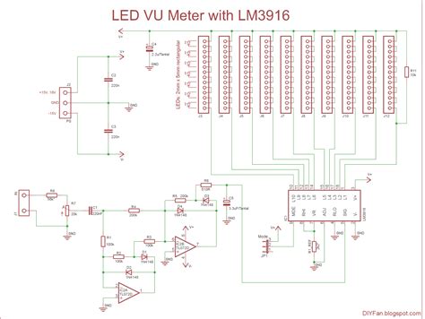 Analog vu meter schematic electronic projects circuits. LED VU Meter with LM3916 - Electronics-Lab