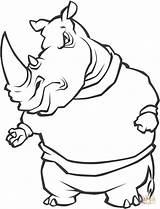 Coloring Rhino Pages Rhinoceros Cartoon Printable Silhouettes Comments sketch template