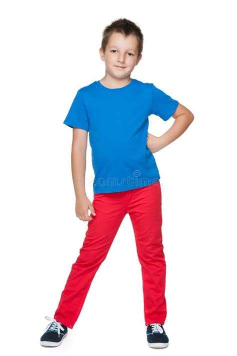 Little Boy In A Blue Shirt Sits Stock Image Image Of Blue Handsome