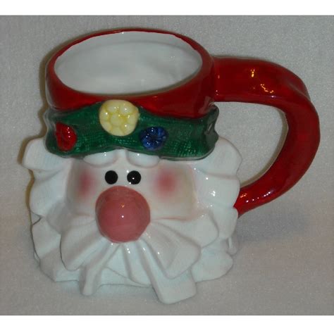 Christmas Mug Vintage Santa Claus Sculptured Figural Head Coffee