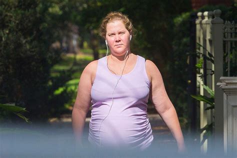 Pregnant Amy Schumer Shows Off Baby Bump During Makeup Free Stroll