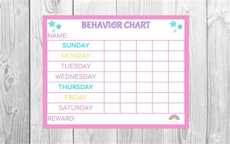 Behavior Sticker Chart Behavior Chart Printable Chore Chart Template