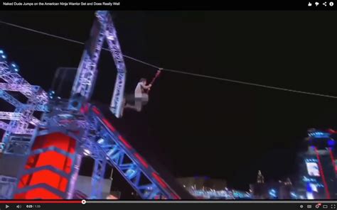 Naked Guy Jumps On The American Ninja Warrior Set And Does Really