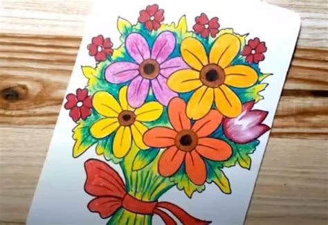 How To Draw A Flower Bouquet Step By Step