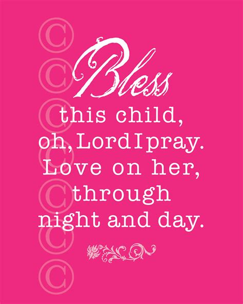 Girls Art Print Prayer Bless This Child Pink Script Etsy