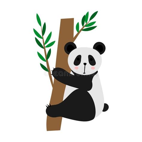 Cute Baby Panda Hanging Bamboo Tree Stock Illustrations 95 Cute Baby