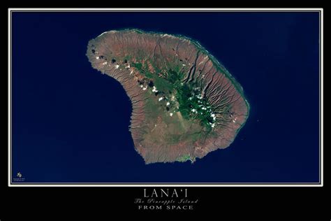 Lanai Island Hawaii Satellite Poster Map
