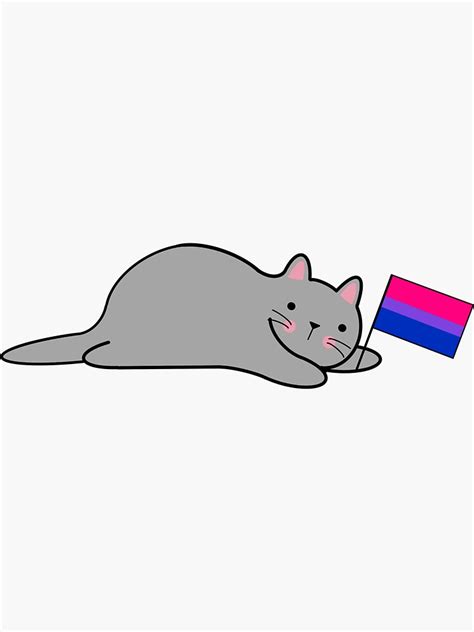 Cat With A Bisexual Pride Flag Sticker For Sale By Elainecarterart