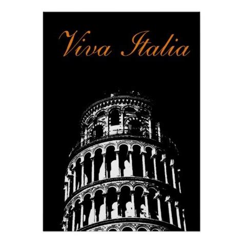 Black White Leaning Tower Of Pisa Italy Travel Poster Vintage Travel