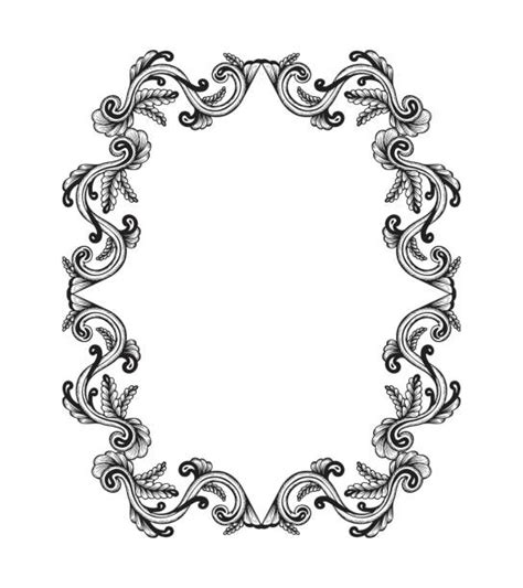 Royalty Free Black And White Damask Border Clip Art Vector Images