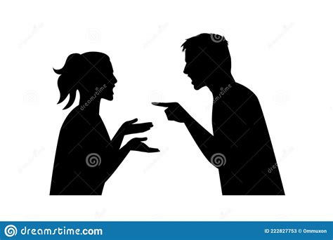 Relationship Difficulties Conflict And Abuse Concept Silhouette Stock