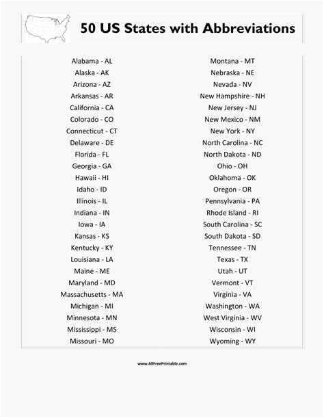 50 States In Alphabetical Order Numbered Transparent Cartoon Free