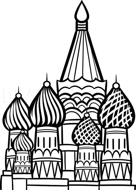 How To Draw The Kremlin Moscow Kremlin Saint Basil Cathedral Step By