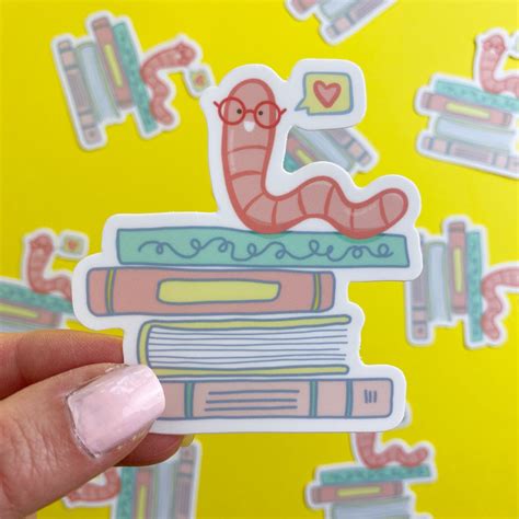 Bookworm Vinyl Sticker Dippityandsnark