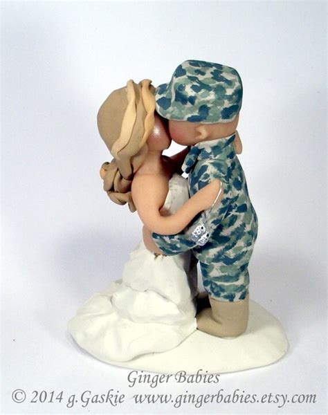 Military Wedding Cake Topper Kiss By Gingerbabies On Etsy