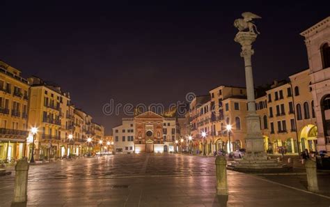 Padua Piazza Dei Signori Square With The St Mark Column At Night Stock Image Image Of
