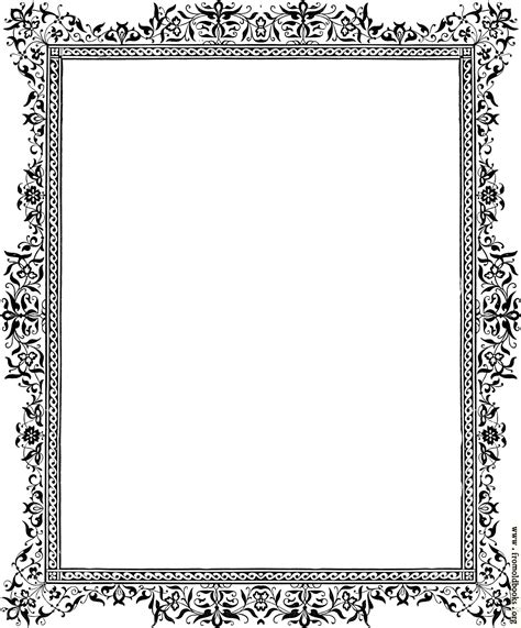 Decorative Clip Art Victorian Border Black And White Image 1796x2164